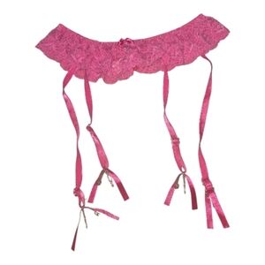Chic Pink Lace Garter Belt
